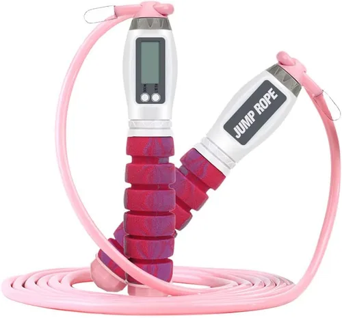 Cuerda de saltar de entrenamiento con contador, cuerda de saltar ajustable de 9.85 pies con contador de calorías, cuerda de salto de ejercicio de