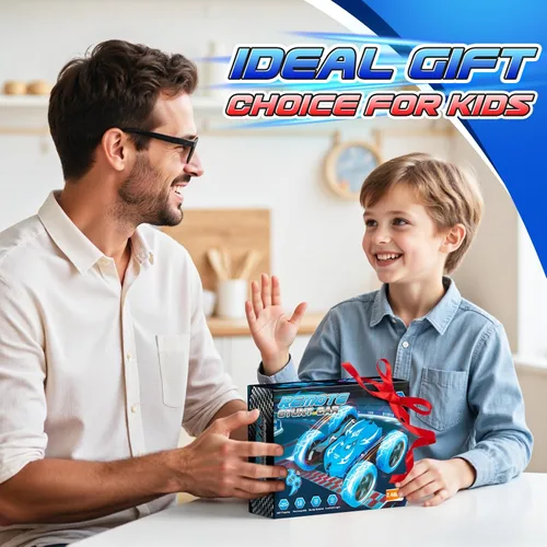 Miniatura 8 de Excitobo Coche de Control Remoto, Coches RC para Niños de 4, 5, 6, 7, 8, 9, 10, 11, 12 Años, Coche RC de Derrape 4WD Recargable con Doble Cara y Azul