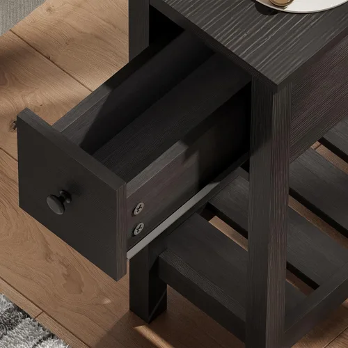 Miniatura 8 de ChooChoo Mesa auxiliar estrecha, mesa auxiliar pequeña para espacios pequeños, mesa auxiliar delgada con cajón, mesita de noche estrecha para sala