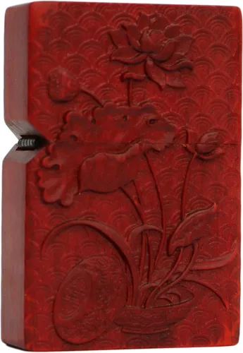Miniatura 28 de Carcasa exterior de palisandro Huanghuali natural tallado para módulo Zippo (1000 brazos Avalokiteshvara de la diosa 3#)
