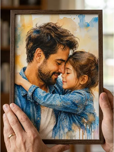 Miniatura 7 de NAZENTI Retrato de acuarela personalizado de foto, arte de pared con foto familiar, regalos personalizados para el día del padre para abuelo, papá
