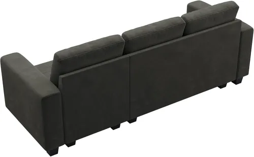 Miniatura 9 de Belffin Sofá modular de terciopelo de 3 plazas para sala de estar, color gris