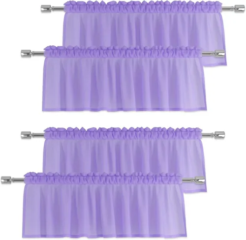 Miniatura 10 de Cenefas traslúcidas beige de 18 pulgadas, cortinas para ventana de sala de estar, dormitorio, cocina, mini paneles de cortina cortos pequeños