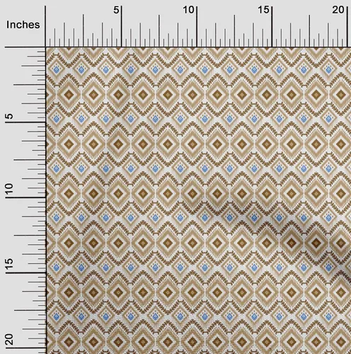 Miniatura 2 de oneOone Cotton Flex Beige Fabric Ikat Sewing Material Print Fabric By The Yard 40 Inch Wide