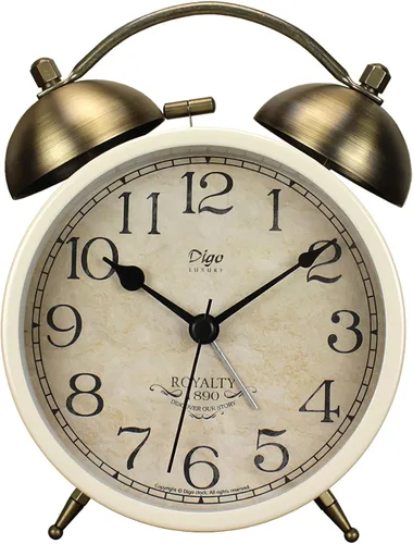 Miniatura 8 de Maxspace Reloj despertador de campana doble de 4 pulgadas, reloj despertador analógico retro de cuarzo silencioso sin tictac con luz nocturna, reloj
