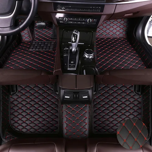Miniatura 12 de Alfombrillas de automóvil para Toyota Camry 2001-2006, revestimiento de cuero de lujo, protección para todo tipo de clima (juego completo, negro)