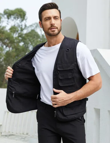 Miniatura 2 de Gihuo - Chaleco de pesca para hombre, con bolsillos, para viajar, ir de safari o practicar tiro