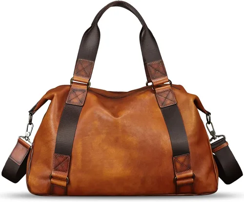 Monederos grandes de cuero genuino y bolsos para hombres y mujeres, bolso de hombro con asa superior para correa de viaje para computadora portátil