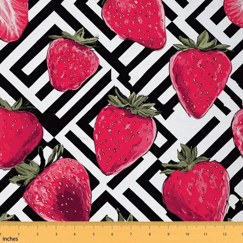 Miniatura 23 de Feelyou Tela de Dibujos Animados de Frutas por el Patio, Tela con Diseño Temático de Frutas Tropicales para Sillas y Proyectos de Bricolaje
