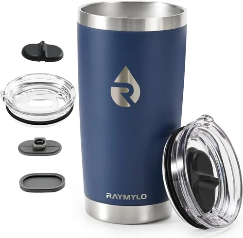 Miniatura 10 de RAYMYLO Vaso de café de viaje aislado de 20 onzas, tapa deslizante desmontable y a prueba de derrames para una limpieza profunda, taza de café