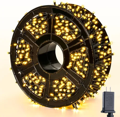 Miniatura 18 de JMEXSUSS Guirnalda de luces de Navidad de 200 LED azules y blancas, 66 pies, de exterior, expansible, para árbol, fiesta o decoración de hogar