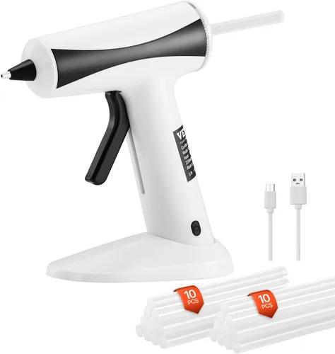 VEVOR Pistola de pegamento caliente, pistola de pegamento inalámbrica recargable, kit de mini pistola de pegamento caliente inalámbrica con batería