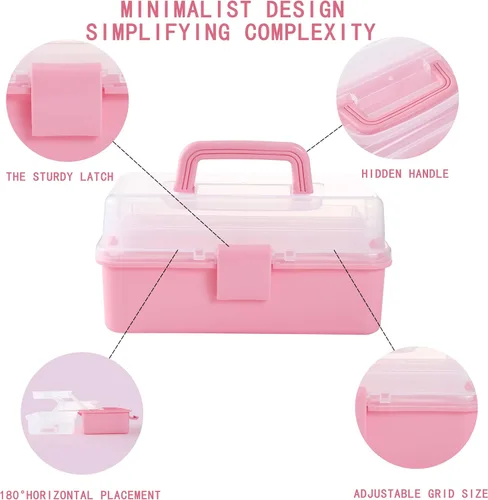 Miniatura 3 de 11(in) Caja Organizadora Plegable Versátil de Tres Capas, Ideal para Arte y Manualidades, Juguetes, Suministros de Costura, Joyería y Herramientas