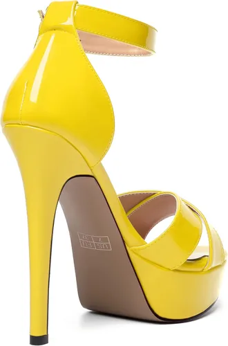 Miniatura 68 de MODENCOCO Sandalias de boda con correa de tobillo sexy para mujer, con plataforma y puntera abierta, tacón de aguja y tacón alto, zapatos de vestir