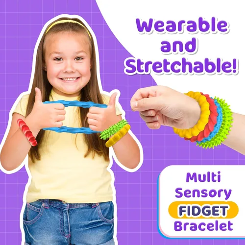 Miniatura 2 de Juguetes Sensoriales Fidget para Niños y Adultos - Paquete de 4 Pulseras Fidget Elásticas Juguetes Sensoriales de Textura y Calmantes para Autismo