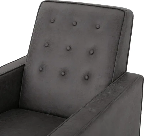 Miniatura 12 de GDFStudio Macedonia - Sillón reclinable de tela con respaldo copetudo, moderno Pizarra / Espresso oscuro