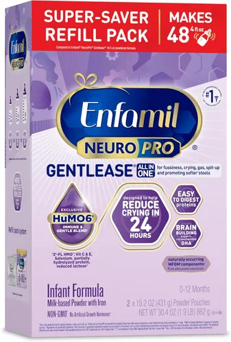 Enfamil NeuroPro Gentlease para aliviar la irritación, el llanto, gases, escupitajo en 24 horas, proteínas más pequeñas para una fácil digestión,