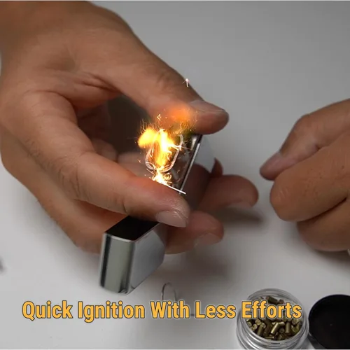 Miniatura 2 de Paquete de 100 pedernales de repuesto prémium compatibles con encendedores Zippo Clipper Piedra de pedernal ferrocerio de larga duración