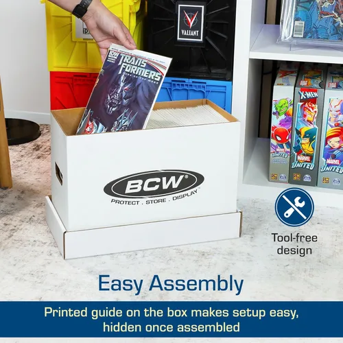 Miniatura 5 de BCW Caja de almacenamiento de cómics corta, paquete de 3, capacidad para 150-175 cómics actuales/de la era plateada, apilable, duradera, de 200