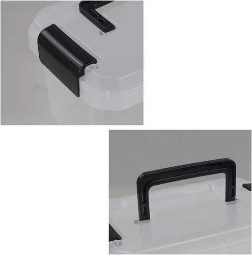 Miniatura 2 de Cajas de almacenamiento de plástico, paquete de 4 cubos pequeños transparentes con tapas