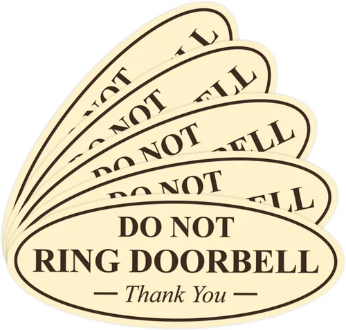 Miniatura 51 de All Quality Cartel de agradecimiento ovalado con texto en inglés «Do not Ring DOORBELL», color negro, pequeño, 1 paquete