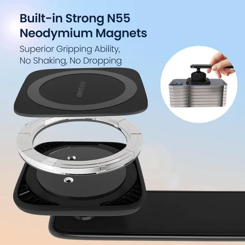 Miniatura 4 de aetos Soporte magnético para iPhone MagSafe para teléfono con base de succión adhesiva, compatible con iPhone 17/16/15/14 Pro/Plus/Max y teléfonos