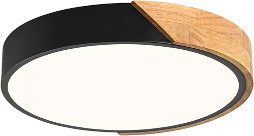 Miniatura 4 de Moderna lámpara de techo de madera regulable, LED minimalista 5CCT 2700K-6000K, lámpara de techo empotrada, lámpara de iluminación redonda para Negro