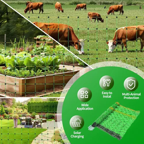 Miniatura 6 de Red eléctrica para cerca, 49.6 pulgadas de alto x 164 pies de largo, redes portátiles para ganado para cerdos, ganado, ovejas, pavo, cabra, animales