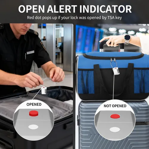 Miniatura 3 de Candados aprobados por la TSA para equipaje, paquete de 2 candados combinados de acero de viaje, candados de 4 dígitos reconfigurables con indicador
