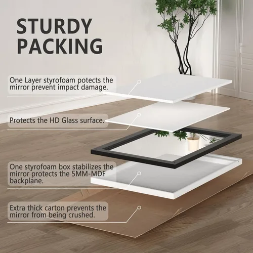 Miniatura 6 de Espejo Negro de Granja para Pared, 40x26 PULGADAS Espejos Grandes de Baño Cuadrados con Marco de Madera para Tocador, Espejos Estilo Puerta