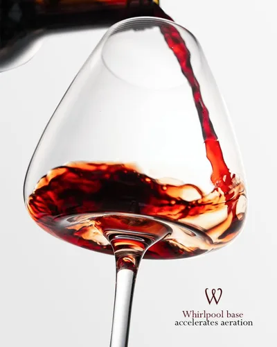 Miniatura 6 de Juego de 4 copas de vino de cristal soplado a mano de 18 oz, copas de cristal sin plomo con diseño único en la base para vino tinto y blanco, 530 ml