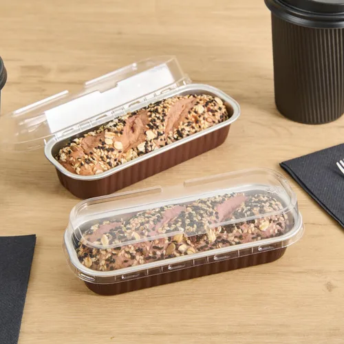Miniatura 3 de Restaurantware - Mini moldes para pasteles de 6.8 onzas, 6.5 x 2.6 x 1.2 pulgadas, 100 tazas redondas para hornear, desechables, con tapas de Café