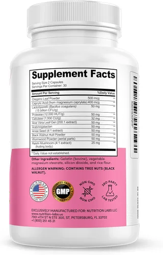 Miniatura 8 de Suplemento Candida Cleanse para equilibrio y apoyo, desintoxicación de candidasa, mujeres y hombres. Salud intestinal y flora, nivel de pH, salud