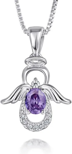 SKA Women Angel Pendant Necklace with Birthstone Zirconia,Women Jewelry Anniversary Birthday Gift for Wife Mom Girls Couple, Daily Wear Necklaces