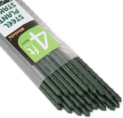Miniatura 10 de Mininfa Estacas de acero para plantas de 5 pies, estacas de jardín de metal recubierto de plástico, soporta escalada para tomates, árboles