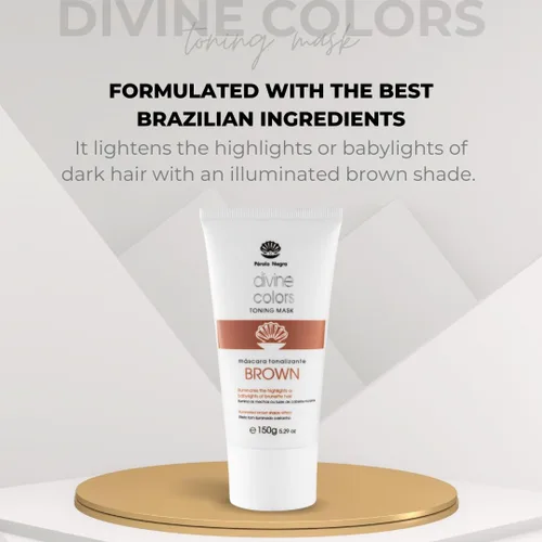 Miniatura 5 de Pérola Negra Divine Colors - Máscara tonificante marrón, ilumina los reflejos o babylights del cabello moreno, efecto de sombra marrón iluminado