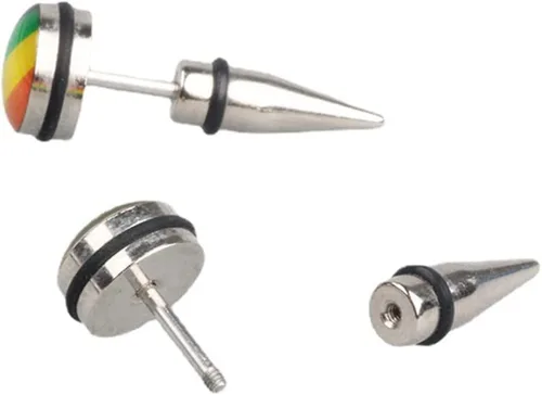 Miniatura 5 de Pendientes de tuerca de acero inoxidable 316L con orgullo gay lesbiano arco iris, triángulo redondo LGBT, aretes de tuerca de arco iris a la moda