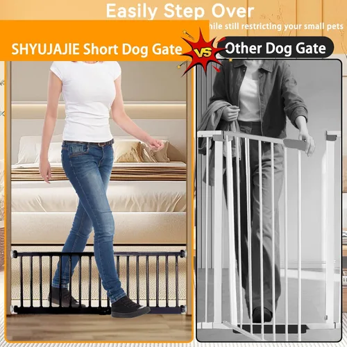 Miniatura 5 de Puerta para Perros, SHYUJAJIE Puerta Corta Ajustable Extra Ancha para Perros, Puerta Pequeña para Mascotas con 4 Kits de Extensión, Montada a Negro
