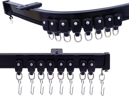 Miniatura 9 de MaKefeile Sistema de rieles de cortinas de techo, rieles de cortina flexibles y flexibles para montaje en techo, riel deslizante de aluminio Blanco