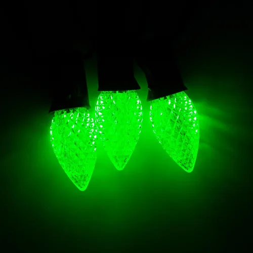 Miniatura 5 de Meconard Bombillas LED C7 de repuesto para Navidad, bombillas LED inastillables C7 para luces de Navidad para interiores y exteriores, base de Verde