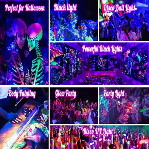 Miniatura 3 de Luces de fiesta de discoteca 2 en 1 con luz negra, luz de bola de discoteca UV de 10 W con luz estroboscópica activada por sonido, luces de fiesta