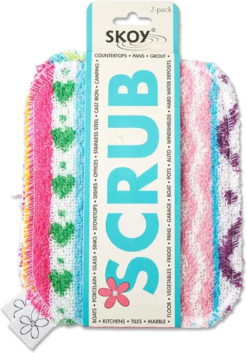 Skoy Scrub, pack de 2 reutilizable, estropajo para platos sin rayar para limpieza de cocina y hogar, amigable con el planeta, estropajo suave apto