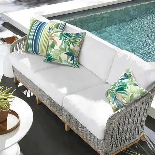 Miniatura 45 de Juego de 2 almohadas para exteriores de 16 x 16 pulgadas, repelentes al agua con interiores, para muebles de patio, hogar, jardín, geometría bohemia