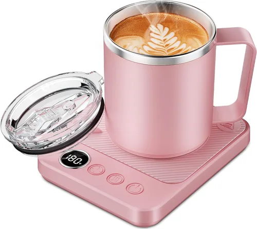 Miniatura 12 de Calentador de Taza de Café y Juego de Taza para Escritorio, Calentador Eléctrico de Taza de Café con Taza Calentada de 16oz, Calentador de Café
