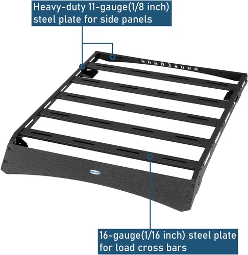 Miniatura 6 de Hooke Road portaequipajes para techo Tacoma Double Cab con cesta superior para almacenamiento de equipaje y carga para Toyota Tacoma 2ª y 3ª