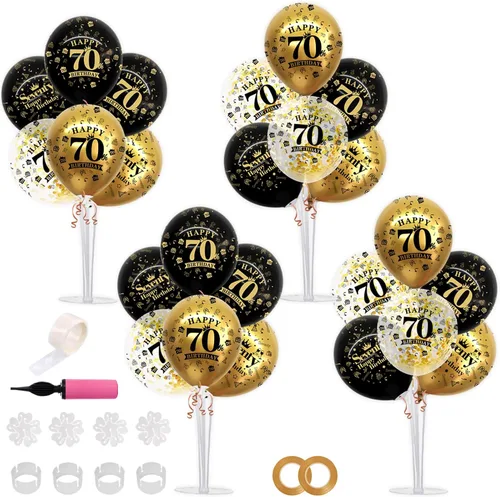 Miniatura 24 de TONIFUL Juego de 6 centros de mesa de globos de color azul marino y plateado para mesa, kit de arco de globos para decoraciones de graduación 2026