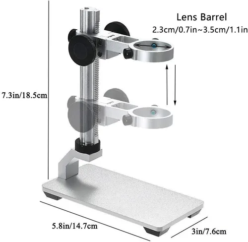 Miniatura 6 de Microscopio USB con soporte de metal mejorado y funda de transporte portátil, cámara endoscopio digital compatible con teléfonos Windows Mac Android