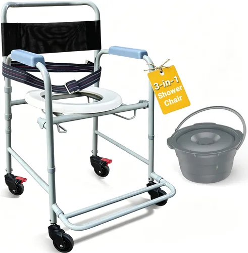Miniatura 8 de Aliseniors - Silla de ducha para ducha interior - Taburete de baño antideslizante con asiento acolchado y agujeros para la tina y el baño - Banco