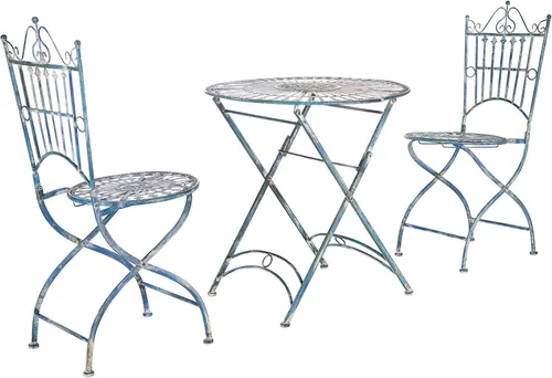 Safavieh Outdoor Collection Belen - Juego de bistró de 3 piezas, color azul antiguo