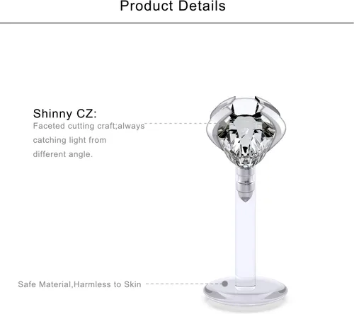 Miniatura 2 de Lcolyoli 32 aretes de cartílago tragus de hélice hacia adelante, 0.63 onzas, piercing para el labio Monroe, piercing para el cuerpo, joyería